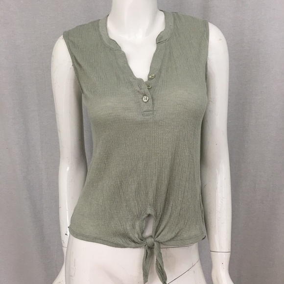 Size Large French Laundry Tie Front Hi/ Low Blouse - Picture 8 of 8